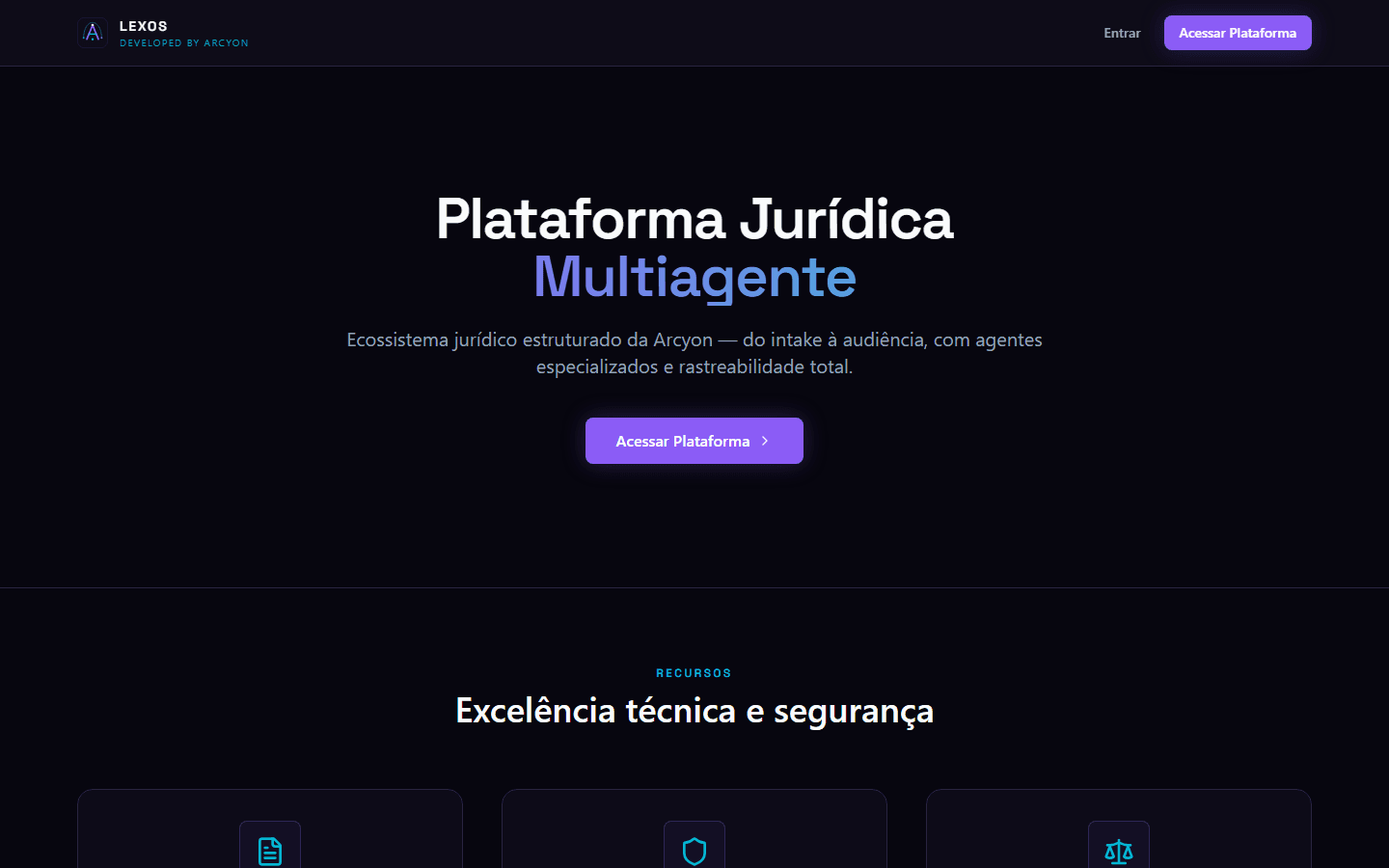 Workspace LexOS embutido na plataforma