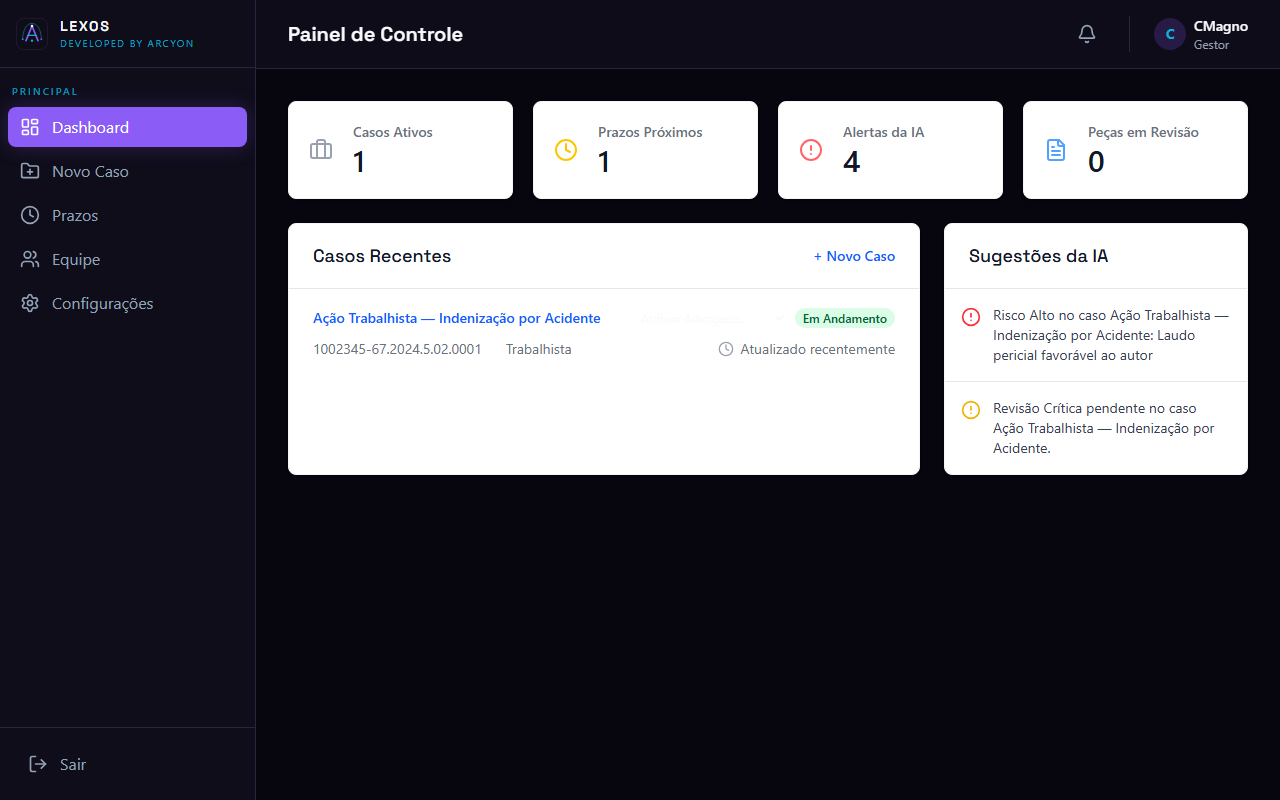 LexOS — Dashboard LexOS