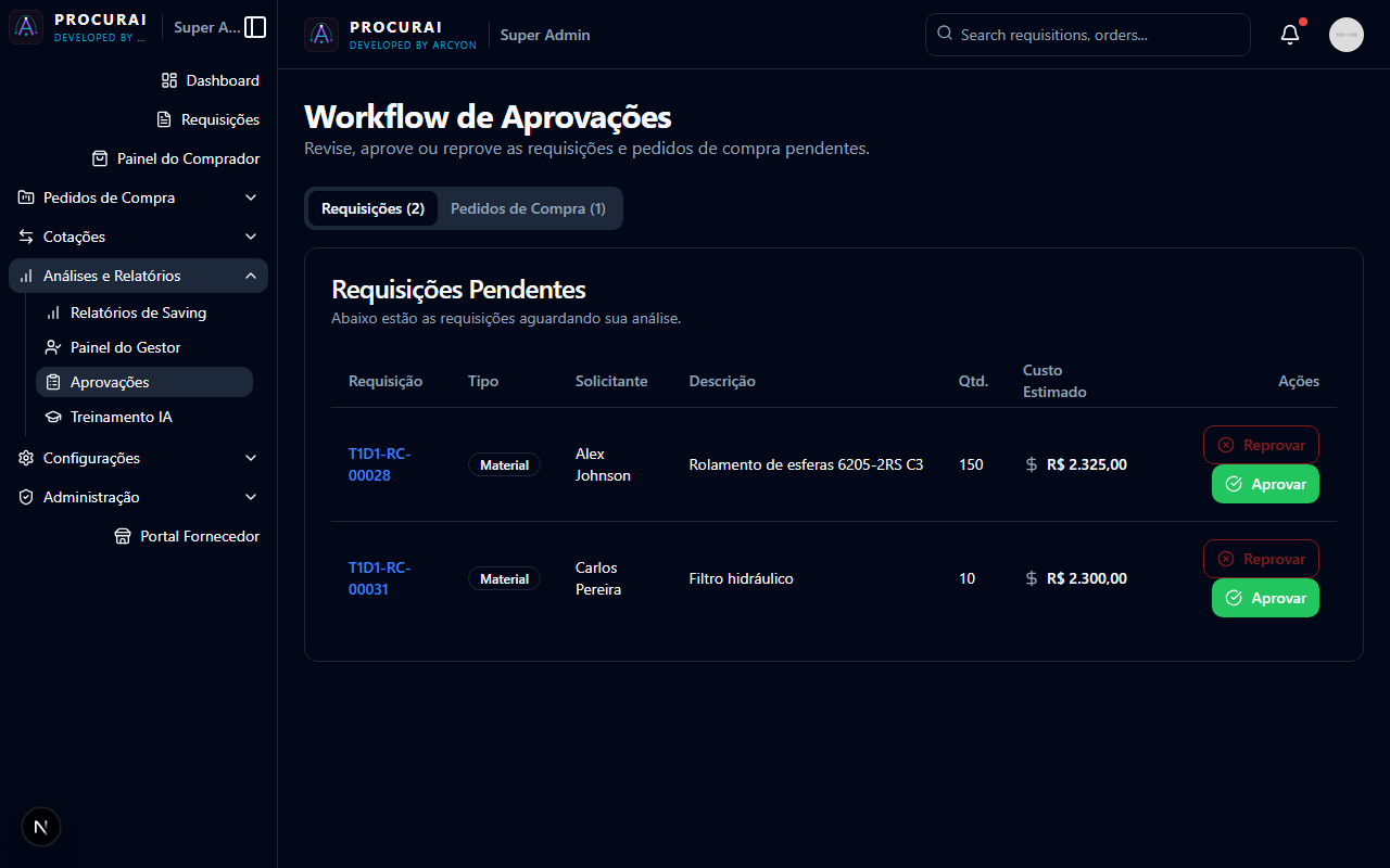 ProcurAI — Requisições & Aprovações